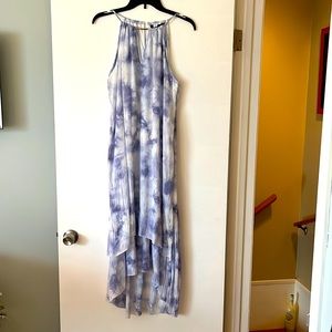 Mlle Gabrielle Pastel Blue Tie Dyed Midi Dress